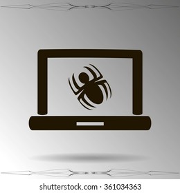 Laptop is infected by malware, vector illustration
