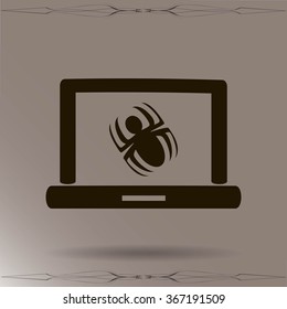 Laptop is infected by malware, vector illustration