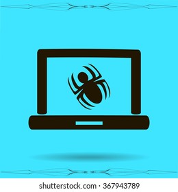 Laptop is infected by malware, vector illustration