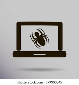 Laptop is infected by malware, vector illustration