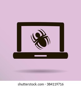 Laptop is infected by malware, vector illustration