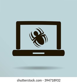 Laptop is infected by malware, vector illustration