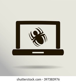 Laptop is infected by malware, vector illustration