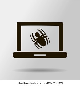 Laptop is infected by malware, vector illustration