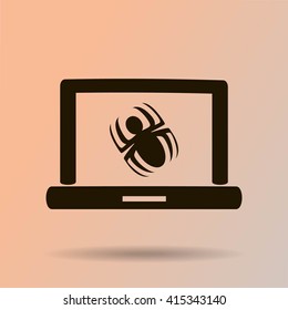 Laptop is infected by malware, vector illustration