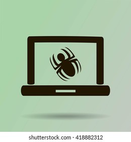 Laptop is infected by malware, vector illustration