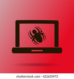 Laptop is infected by malware, vector illustration