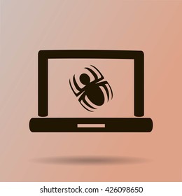 Laptop is infected by malware, vector illustration