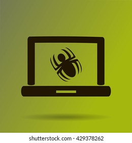 Laptop is infected by malware, vector illustration