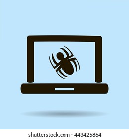 Laptop is infected by malware, vector illustration