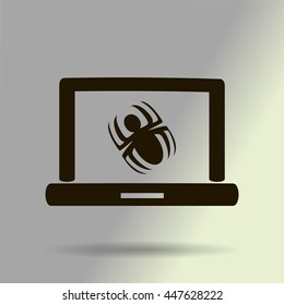 Laptop is infected by malware, vector illustration