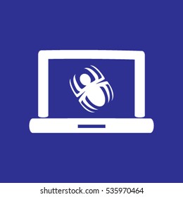 Laptop is infected by malware, vector illustration