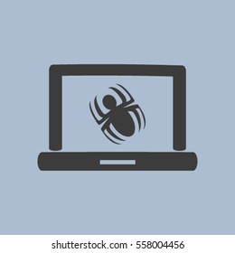 Laptop is infected by malware, vector illustration