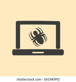 Laptop is infected by malware, vector illustration