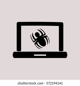 Laptop is infected by malware, vector illustration