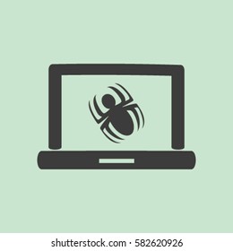 Laptop is infected by malware, vector illustration