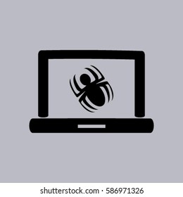 Laptop is infected by malware, vector illustration