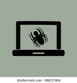 Laptop is infected by malware, vector illustration