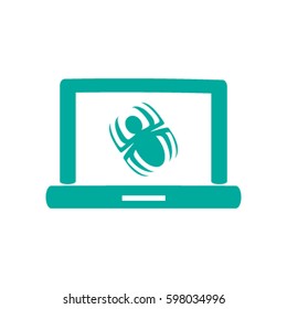 Laptop is infected by malware, vector illustration