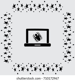Laptop is infected by malware vector illustration