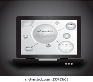 Laptop with infographic background