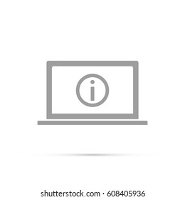 laptop, information icon. Gray icon