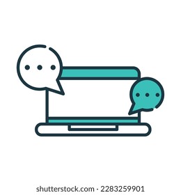 laptop instant messaging icon isolated