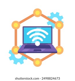 Laptop-Internetverbindung, sechseckiger Knoten einzeln