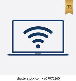 Laptop and internet Icon. Internet Notebook Setting Symbol Flat Isolated