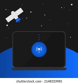 Laptop internet from satellite in space