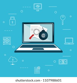 laptop with internet security icons