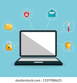 laptop with internet security icons
