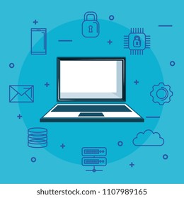 laptop with internet security icons