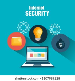 laptop with internet security icons