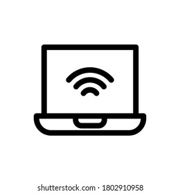 Laptop (Internet of Things) icon outline vector. isolated on white background 