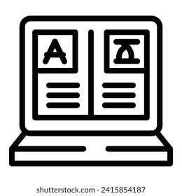 Vector de contorno de icono del intérprete de portátiles. Aplicación delgada. Extranjero móvil