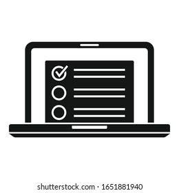 Laptop inventory list icon. Simple illustration of laptop inventory list vector icon for web design isolated on white background