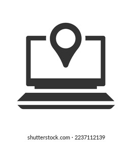 Laptop IP location icon, Vector Graphics