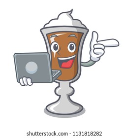With laptop irish coffee character cartoon