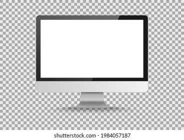 Laptop isolated mockup display. Notebook transparent  screen on transparent background. Electronic object with shadow vector.