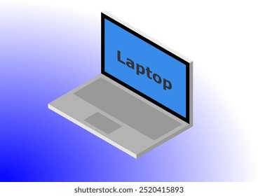 Laptop isolated, Laptop mockup, laptop screen, Notebook Computer, Side View Isometric Vector