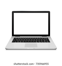 Laptop isolated notebook on white. Monitor screen and keyboard technology. Laptop modern computer design.