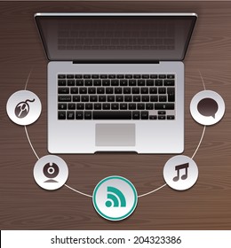 Laptop isolated object (infographic
) - vector illustration