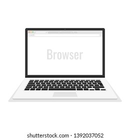 Laptop Isolated on background. Open blank browser. Vector illustration.