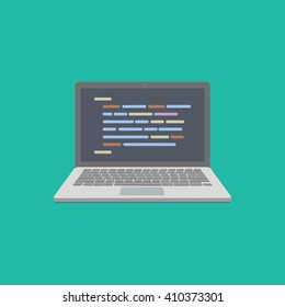 laptop isolated on a green background