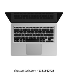 Laptop isolated on white background, top view. Vector illustration.