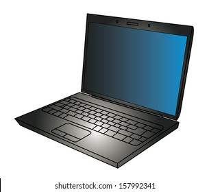 Laptop Isolated on White Background. Vector Illustration. 
