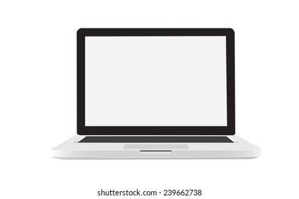 Laptop Isolated on White Background. Vector Illustration.  
