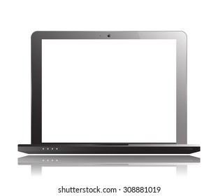 Laptop Isolated on White Background. Display Computer. Mockup Design. Vector Illustration.