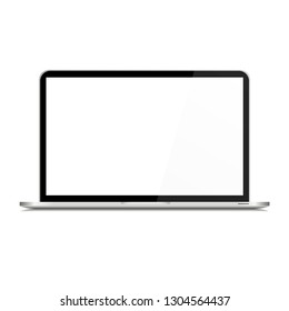  Laptop isolated in realistic design. Notebook illustration. Empty screen laptop. Metalic color. Vector illustration EPS 10.